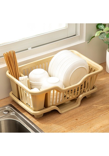Qingmipy Büyük Boy Kahverengi Kalın Tip Mutfak Tabak- Bardak Süzme Rafı, Çamaşırlar Ve Besteçler İçin Su Süzme Depolama Kutusu, Ev Mutfak Tezgahı Organizatörü Diğer