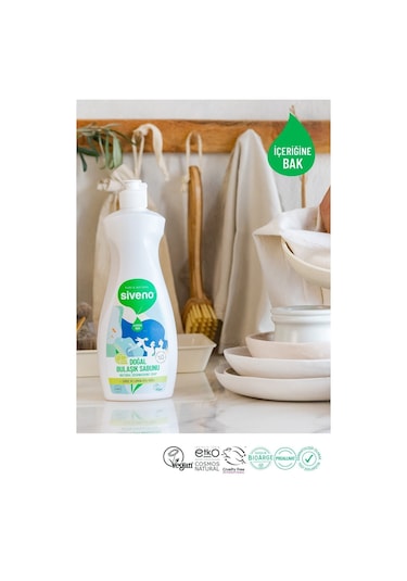 Siveno %100 Doğal Bulaşık Sabunu Bitkisel Elde Bulaşık Sabunu Nemlendirici Vegan 500 ML