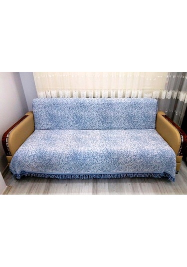 Pamuklu Kaymaz Ebruli Koltuk-çekyat Örtüsüü 15 Renk - Mavi Mavi
