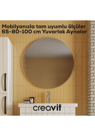 D10 65 Cm Yuvarlak Ayna Beyaz
