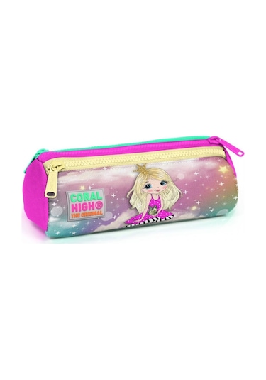 Coral High Pembe Prenses Üç Bölmeli Kalemlik Kalem Çantası - Kız