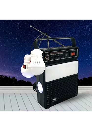 Kamp Lambası Solar Güneş Enerjili Aydınlatma Sistemi 2 Ampul Şarjlı Işıldak Radyo-usb/tf-ns-2730ls Siyah
