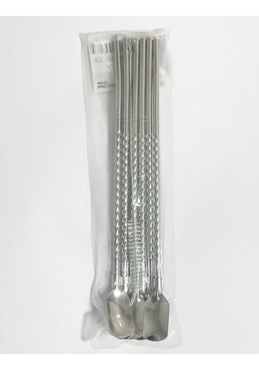 Kaşıklı Pipet Seti 6'lı Paslanmaz Çelik, Metalik Renk