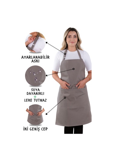 4 Adet Simple Ayarlanabilir Askılı Mutfak Önlüğü Antrasit