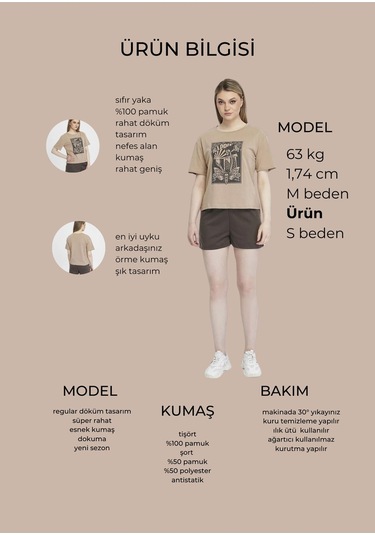 Bella Dossi Pamuklu Kısa Kollu Baskılı Kadın Şortlu Yazlık Pijama Takımı Bej