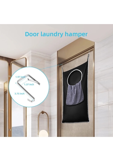 Cbtx Banyo Çamaşır Saklama Çantası Duvara Montaj Asılı Giyim Organizatör Siyah Diğer