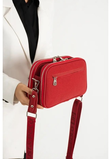 Just Polo Kadın Günlük Kullanıma Uygun Lakoste Ayarlanabilir Askılı Lüks Omuz Çantası Shoulder Bag Kırmızı