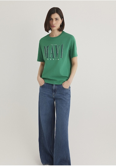 Mavi - Mavi Logo Baskılı Yeşil Tişört 1611990-71877 Yeşil