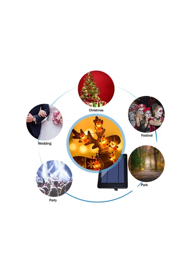 Shineyee Geyik Şekilli 3 Metre 30 Led Noel Dekorasyon Işık Zinciri - Sürekli Açık Ve Parıltı Modları - 3xaa Pil Pil Dahil Değil