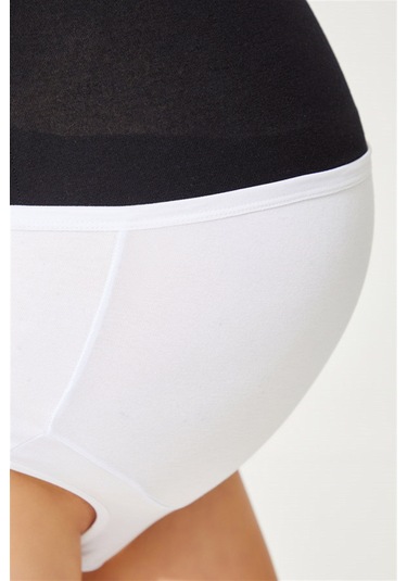 Cottonhill Beyaz Pamuklu Yüksek Bel Hamile Bikini Külot Beyaz
