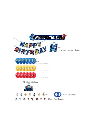 Remake Sonic Doğum Günü Temalı Parti Dekorasyonu Çizgi Film Sürükleme Bayrağı Ekleme Balon Seti D Hy Diğer