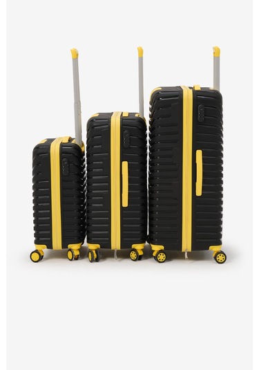 3'lü Set Silikon Kırılmaz Pp Unisex Siyah Sarı Valiz Pwvlz005 Siyah Sarı