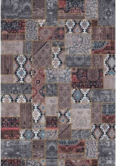 Çam Halı Gloria Td75601 Multi Patchwork Desen Dokuma Saçaklı Kili