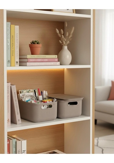 Okyanus Home Linea Smart Box Vizon 2,4 Lt 2 Adet Kapaklı Çok Amaçlı Saklama Kutusu Kahverengi