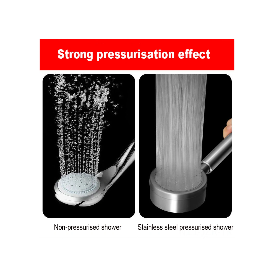 Geeroyoo Stainless Steel 304 Duş Başlığı Seti: Artırılmış Basınçlı, Kol Taylı, 1.5m Hortum Ve Deliksiz Tutucu İle Modern Banyo Aksesuarı Diğer