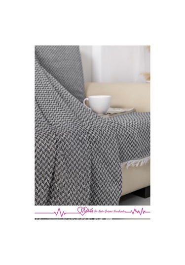 Klasik Pamuklu Koltuk Örtüsü 160x200 Cm Okucu Desen Koltuk Örtüsü Antrasit