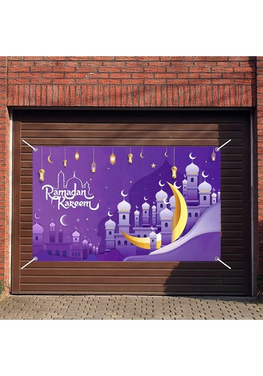 Gajeena Ramazan Bayramı Dekoratif Perde - 110x180cm Poliester Baskı Tapestri, Mutfak/oda Partisi İçin A101 Mor Çok Renkli