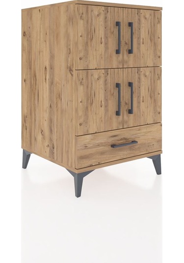 Kronos Komodin 4 Raflı Tek Çekmeceli 4 Kapaklı 60x59x96 Çam-çam Çam