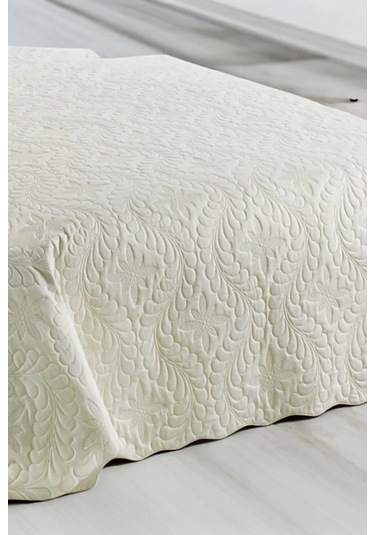 Tek Kişilik Düz Renk Kapitone Yatak Örtüsü, Sade Ve Şık Görünüm 175 X 250cm Krem