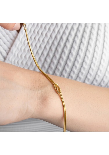 Vaoov 925 Ayar Gümüş Aşk Düğümü Çift Bilekliği Altın - Gümüş