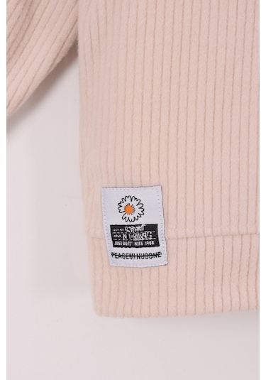 Monox Kız Çocuk Çiçek Baskılı İpli Şeritli Pantolon Fitilli Polar Takım Bej