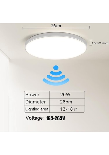 Led Radar Algılama Tavan Lambası Akıllı Panel Işıkları Hareket Sensörü Lamba Koridorlar Koridor Koridor Merdivenler Ev Tavan Işık 20w