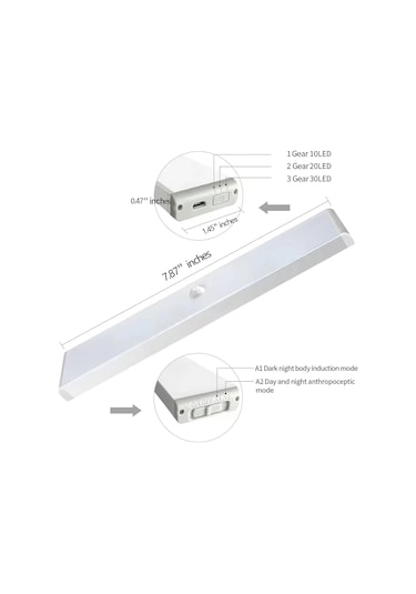 30 Led Hareket Sensörlü 20 Cm Dolap İçi Mutfak Koridor Merdiven Aydınlatma Işığı Led Işık Çok Renkli