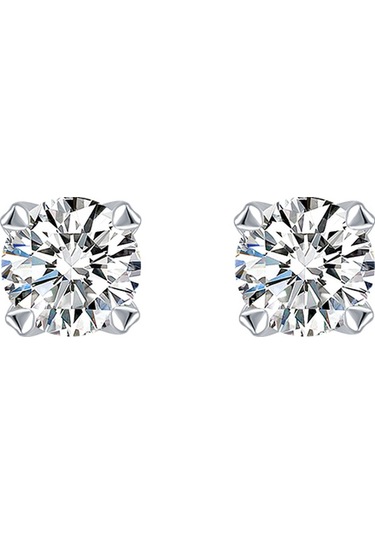 Monemel Kristal Tek Taş Küpe -gümüş Altın Kaplama Gümüş - Rodyum