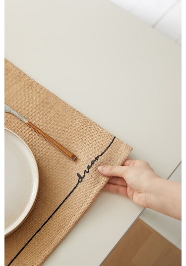 2 Adet Jüt Dream Baskılı Sofra Sunum Tabak Altlığı Supla Amerikan Servisi 45 x 35 CM Bej