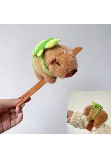 Sevimli Oturan Kapibara Capybara Bileklik Dekoratif Araba Aksesuarı Peluş Oyuncak 17 Cm Çok Renkli