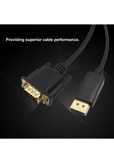 Springsun 1.8m Siyah Dp'den Vga'ye Dönüştürücü Kablosu - 1080p Hd Video Aktarımı, Plug & Play, Güvenli Bağlantı