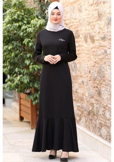Azra Tesettür Elbise Siyah Siyah
