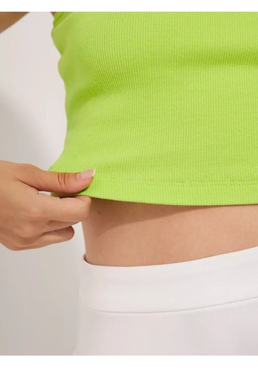 Wakas Textile Ceket Altı Yazlık Fitilli Üst 242743672 Açık Yeşil