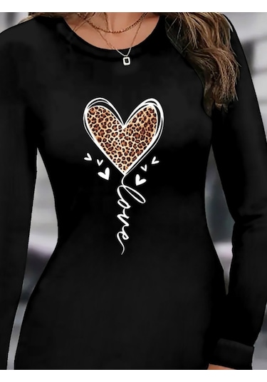 S-pazarım Kadın Uzun Kollu Bisiklet Yaka Kısa Viskon Iki Iplik Elbise Siyah