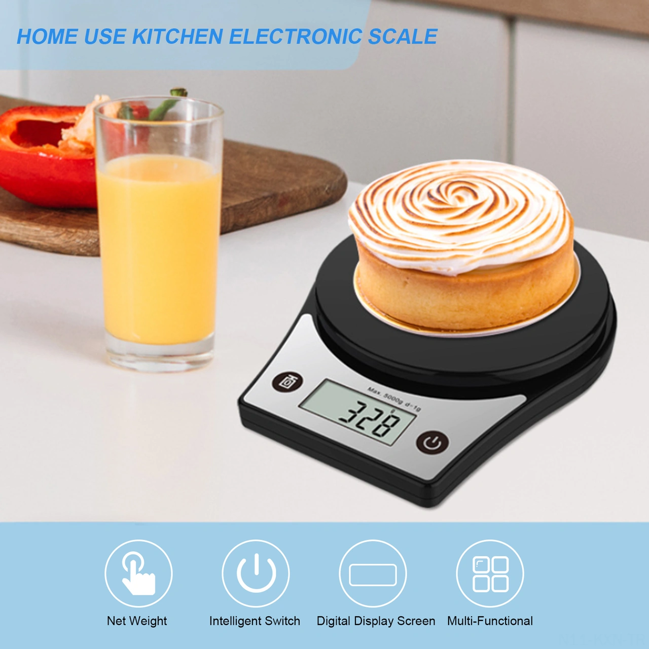 Kosona Mutfak Tahta Terazi 1g-5kg Hassas Ölçüm, G/ml/oz/lb Birimleri, Abs Malzeme, Siyah Pil Dahil Değil Siyah