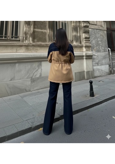 Cemo Denim Detaylı Rüzgarlık Ceket Fermuarlı CAMEL