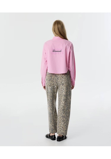 Twist Slogan Baskılı Poplin Pembe Kadın Gömlek Tw6250025054 Pembe