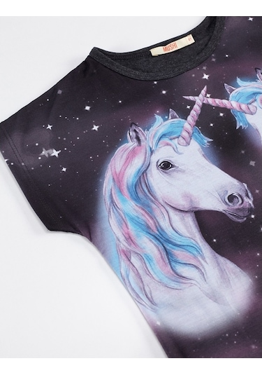 Denokids Mushi Twin Unicorn Kız Tunik Takım Çok Renkli