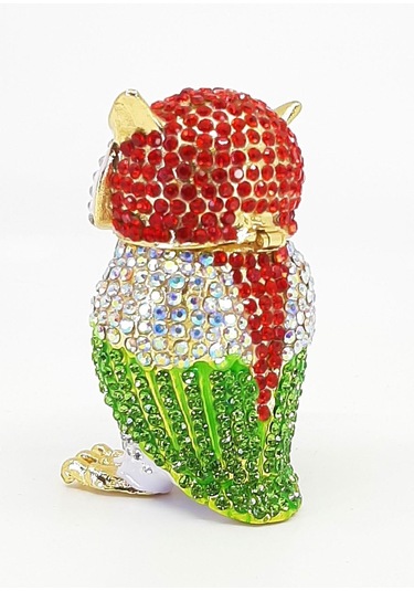 Swarskybyks857 2li Swaroski Taşlı Metal Baykuş Mücevher Kutusu