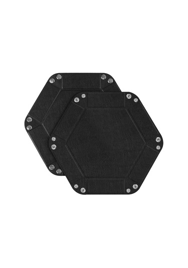 Sones Altıgen Masaüstü Pu Saklama Kutusu Çeşitli Eşyalar Tepsisi, Boyut: 7 İnç Siyah