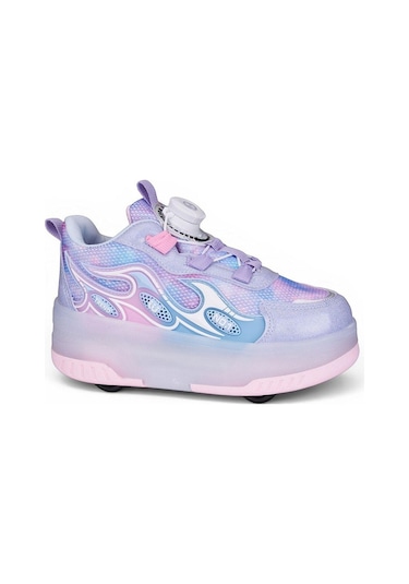 Nstil Unisex Çocuk Spor Ayakkabı Akıllı Bağcıklı Çıkarılabilen Patenli Işıklı Rahat Sneaker 030 Mavi