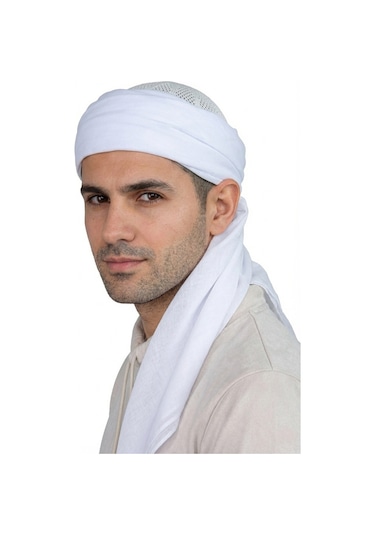 İhvanonline Dolama Sarık Bezi Beyaz Renk - 140 X 140 Cm Beyaz