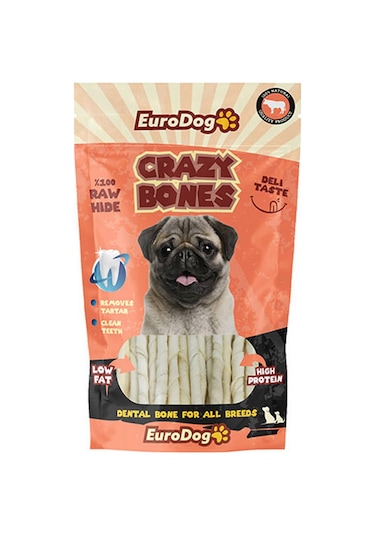 Eurodog Crazy Bone Sütlü Burgu Çubuk 2 x 20'li