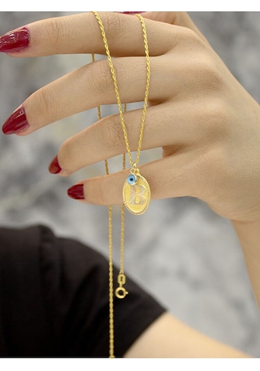 14 Ayar Altın B Harfli Kolye Sarı