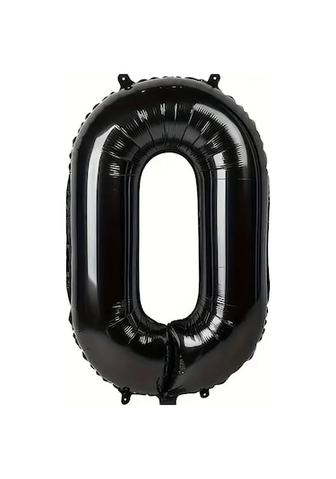Beysüs Siyah 0 Rakam Folyo Balon 80 Cm Siyah