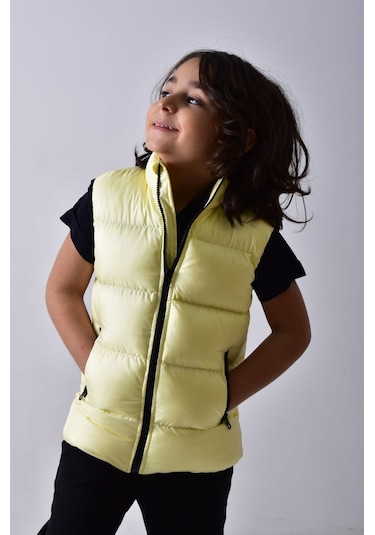 Banada Moda Erkek Çocuk Mat Sarı Şişme Yelek