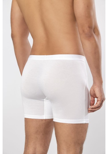 Weweus Beyaz Micro Modal Premium Erkek Uzun Boxer 1419 Beyaz