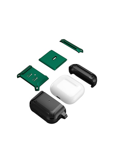 Airpods Uyumlu 3 İçin Sürgülü Tokalı Kablosuz Kulaklık Kancalı Koruyucu Kılıf Siyah