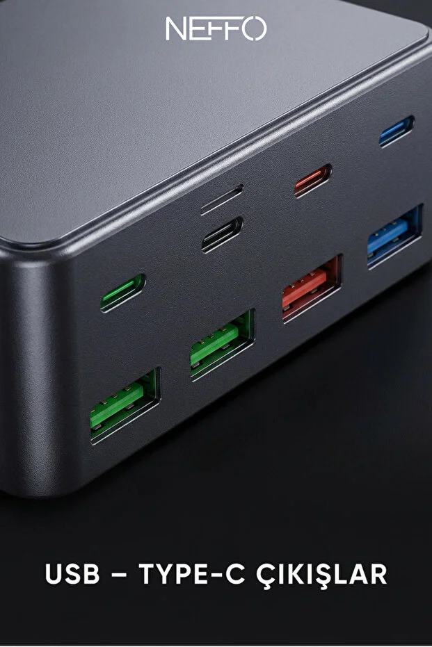 100w Süper Hızlı Akıllı Şarj İstasyonu 10 Port Usb + Type-c Güç Dağıtımlı Adaptör 1