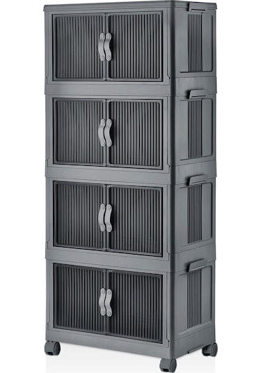 Emayhome Fold & Go 4 Kat Katlanır Dolap - Antrasit Mavi